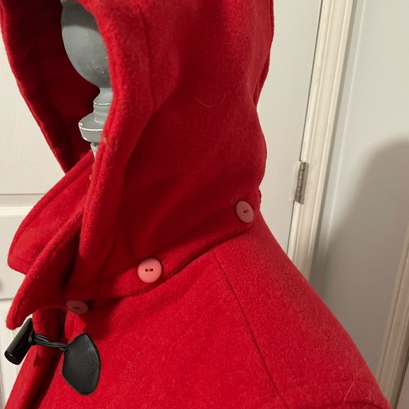 Red hooded wool winter coat size small by Penman's - Picture 4 of 5